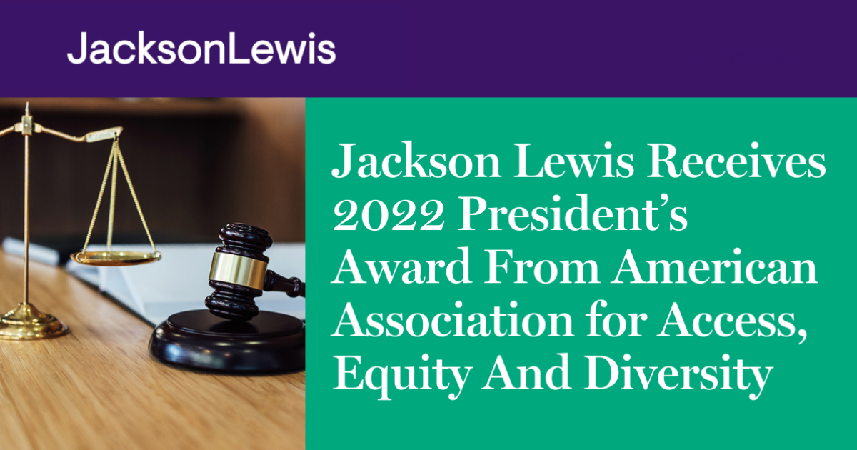 Jackson Lewis Receives 2022 President’s Award From American Association